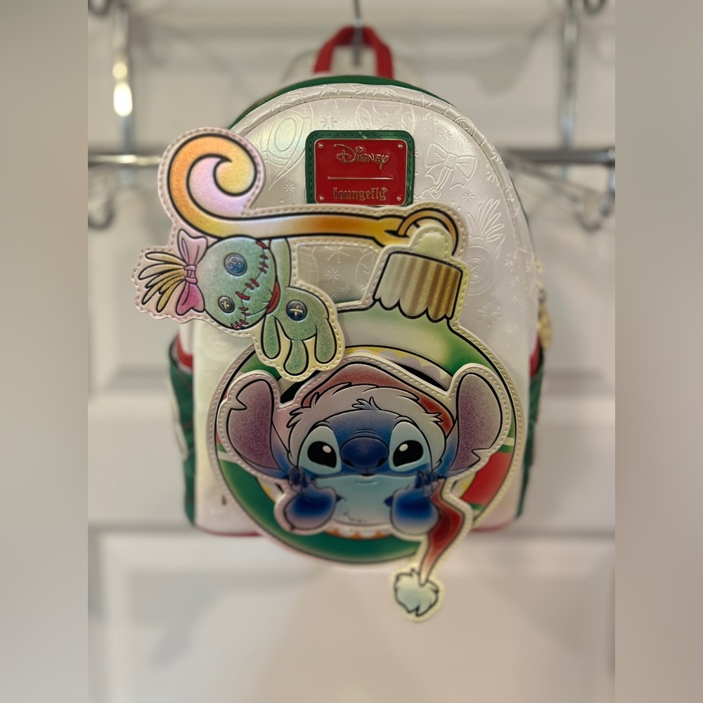 Loungefly White Green Stitch Ornament Mini Backpack